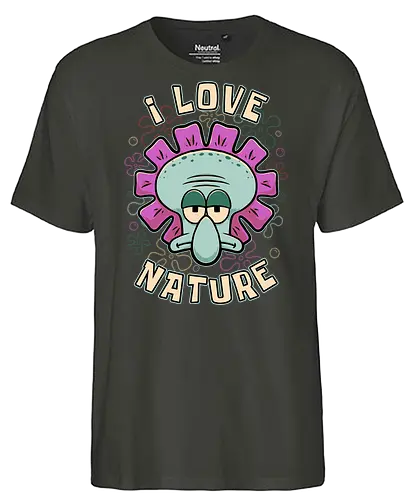 Squid Flower Spring - Squid, Flowers, Flower, Nature Calls, Nature, Nature Humor, Nature Lover, Animated, Animation, Tv Show, Vintage Animations, Classic Animation, Irony, Ironic Humor, Ironic, Sarcasm, Sarcastic, Sarcastic Art, Sarcastic Humor, Spring Break, Spring, Blooms, Bloom, Sassy, Introverted, Introvert, Bitter, Octopus, Love - Fairtrade T-Shirt
