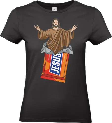 Sweet Salvation - jesus chocolate bar shirt, funny religious parody t-shirt, sweet salvation graphic tee, jesus candy bar design, ironic faith apparel, snickers parody jesus top, humorous christian streetwear, retro snack food mashup, clever religious gift, chocolate wrapper graphic shirt, jesus pop culture t-shirt, funny savior clothing, non-branded candy parody, vibrant vector jesus art, unique spiritual streetwear, religious humor merch, witty faith based t-shirt, chocolate lover jesus design, satirical religious fashion - Standard T-Shirt (Women)