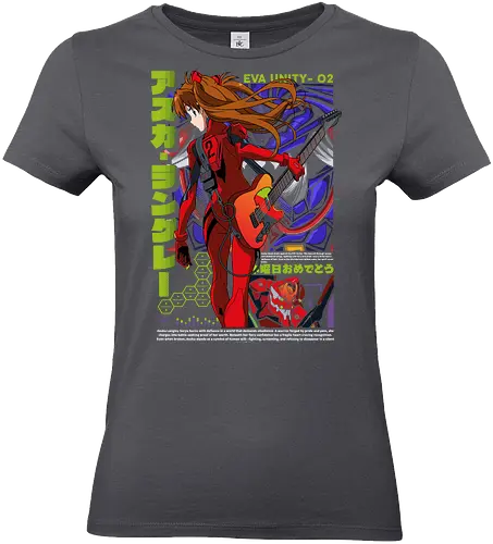 Asuka – Neon Guitar - evangelion, asuka langley, anime guitarist, fender guitar, anime girl musician, music anime, anime art - Standard T-Shirt (Women)