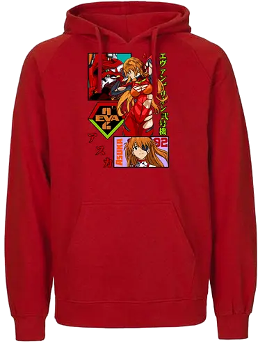 Asuka – Red Eva Warrior - evangelion, asuka langley, eva unit 02 pilot, anime girl warrior, mecha anime, anime aesthetic - Fairtrade Hoodie