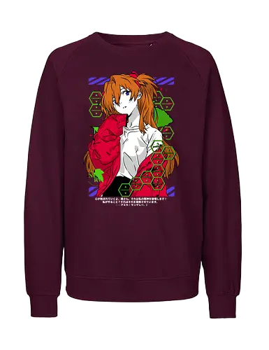 Asuka – Fiery Pilot - evangelion, asuka langley soryu, mecha pilot girl, anime heroine, sci fi anime, anime art - Fairtrade Sweatshirt