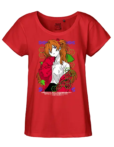 Asuka – Fiery Pilot - evangelion, asuka langley soryu, mecha pilot girl, anime heroine, sci fi anime, anime art - Fairtrade Girl Shirt