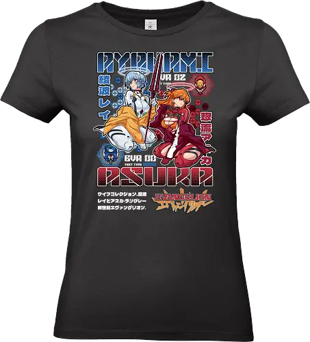 Rei & Asuka – Eva Girls - evangelion, rei ayanami, asuka langley, anime girls duo, anime fanservice, mecha anime, anime aesthetic - Standard T-Shirt (Women)