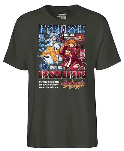 Rei & Asuka – Eva Girls - evangelion, rei ayanami, asuka langley, anime girls duo, anime fanservice, mecha anime, anime aesthetic - Fairtrade T-Shirt
