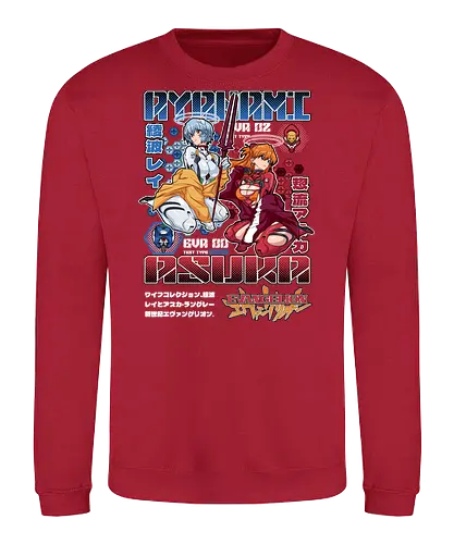 Rei & Asuka – Eva Girls - evangelion, rei ayanami, asuka langley, anime girls duo, anime fanservice, mecha anime, anime aesthetic - Sweatshirt