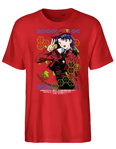 Misato – Guardian of the Pilots - evangelion, misato katsuragi, anime heroine, nerv command, mecha anime, anime art - Fairtrade T-Shirt