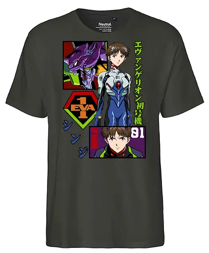Shinji – The Third Child - evangelion, shinji ikari, anime protagonist, eva unit 01, mecha battle anime, anime illustration - Fairtrade T-Shirt