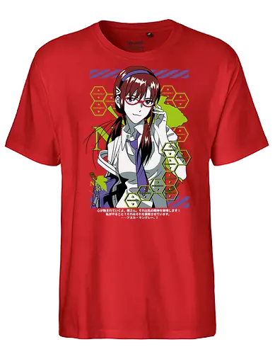 Mari – Beast Mode Pilot - evangelion, mari makinami illustrious, eva pilot, unit 08 beast mode, anime heroine, mecha battle, sci fi anime, anime illustration - Fairtrade T-Shirt
