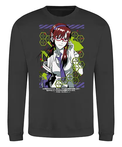 Mari – Beast Mode Pilot - evangelion, mari makinami illustrious, eva pilot, unit 08 beast mode, anime heroine, mecha battle, sci fi anime, anime illustration - Sweatshirt