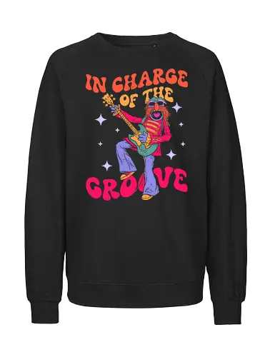 Groove Boss - music, 70s, 80s, bass, childhood, funk, funky, funny, groove, guitar, jam, musician, nostalgia, puppet, retro - Fairtrade Sweatshirt