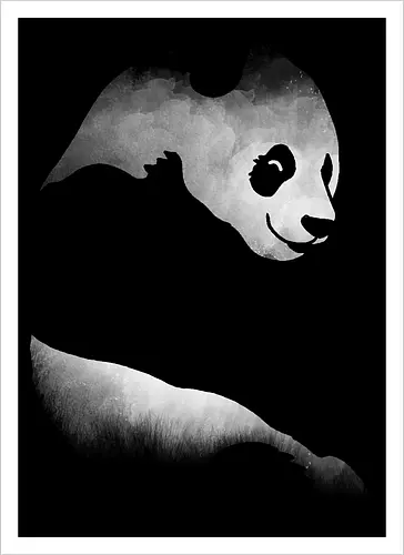 Minimalistisches Panda - Dunkle Silhouette Kunst