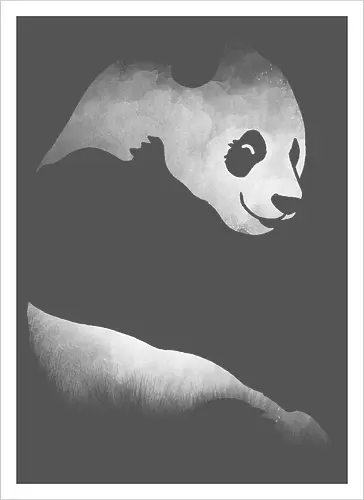 Minimalistisches Panda - Dunkle Silhouette Kunst