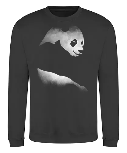 Minimalistisches Panda - Dunkle Silhouette Kunst - panda t-shirt, minimalistische kunst, tier silhouette, dunkle kleidung, doppelbelichtung, teetan, wildlife kunst, panda schutz, sauberes design, kontemplative kunst, wwf symbol, monochrome kunst, natur kunst, schwarz weiß, minimales design - Sweatshirt