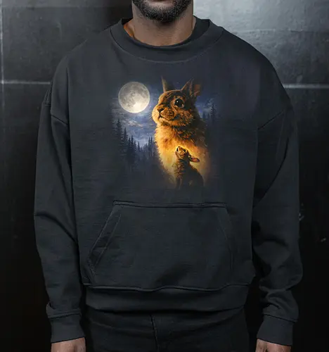 Mystischer Mond Hase Heulender Hase Fantasy Nachtwald