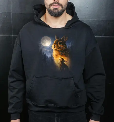 Mystischer Mond Hase Heulender Hase Fantasy Nachtwald