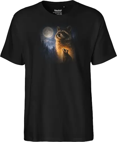 Mystischer Mond Waschbär Heult im Fantasie-Nachtwald