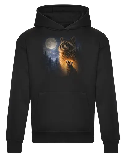 Mystischer Mond Waschbär Heult im Fantasie-Nachtwald