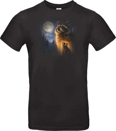 Mystischer Mond Waschbär Heult im Fantasie-Nachtwald