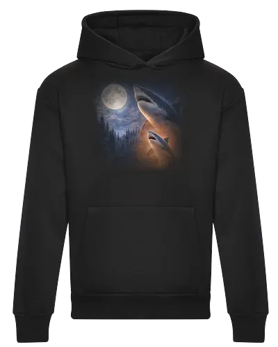 Mystischer Mond Hai Fantasie Ozean Nacht Szene