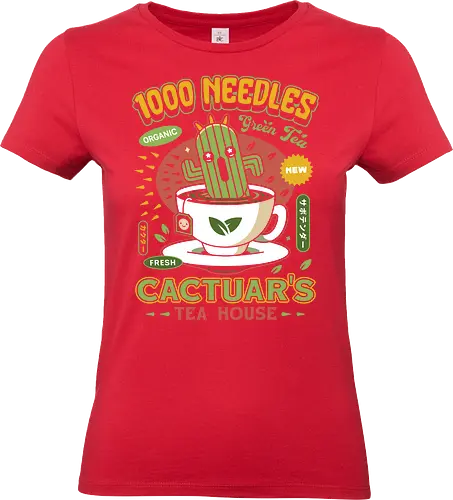 Cactus Green Tea Emblem - cup of tea, fantasy, Cactus, cactilio, Kupo, gaming, gamer, video game, Kweh, tonberry, tomberi, Cloud, tea - Standard T-Shirt (Women)