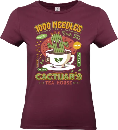 Cactus Green Tea Emblem - cup of tea, fantasy, Cactus, cactilio, Kupo, gaming, gamer, video game, Kweh, tonberry, tomberi, Cloud, tea - Standard T-Shirt (Women)