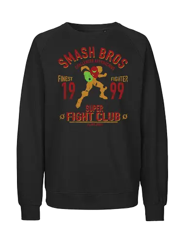 Super Fight Club - Bounty Hunter Aran Bounty Hunter Fighter - metroid t-shirt, planet zebes, teetan, super smash bros, power anzug, kopfgeldjäger, fight club, vintage kunst, samus aran kämpfer, smash bros, samus main, weibliche protagonistin - Fairtrade Sweatshirt