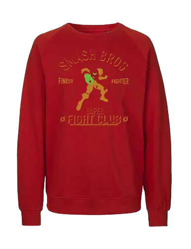 Super Fight Club - Bounty Hunter Aran Bounty Hunter Fighter - metroid t-shirt, planet zebes, teetan, super smash bros, power anzug, kopfgeldjäger, fight club, vintage kunst, samus aran kämpfer, smash bros, samus main, weibliche protagonistin - Fairtrade Sweatshirt