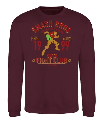 Super Fight Club - Bounty Hunter Aran Bounty Hunter Fighter - metroid t-shirt, planet zebes, teetan, super smash bros, power anzug, kopfgeldjäger, fight club, vintage kunst, samus aran kämpfer, smash bros, samus main, weibliche protagonistin - Sweatshirt