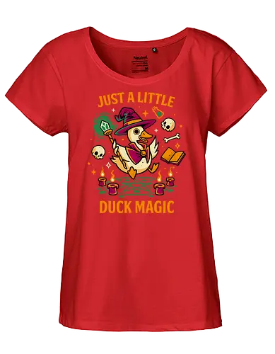 A Little Duck Magic - Quirky Dark Wizard - duck, cursed, witchcraft, dark art, wizard, gothic, skulls, funny, humor, animal pun, quirky, witchy, spooky cute, magical - Fairtrade Girl Shirt