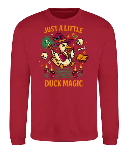 A Little Duck Magic - Quirky Dark Wizard - duck, cursed, witchcraft, dark art, wizard, gothic, skulls, funny, humor, animal pun, quirky, witchy, spooky cute, magical - Sweatshirt