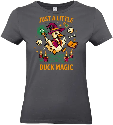 A Little Duck Magic - Quirky Dark Wizard - duck, cursed, witchcraft, dark art, wizard, gothic, skulls, funny, humor, animal pun, quirky, witchy, spooky cute, magical - Standard T-Shirt (Women)