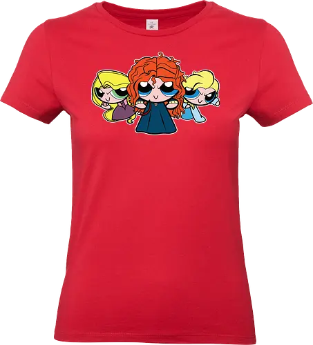Powerpuff Prinzessinnen - PPG  Mashup - powerpuff girls t-shirt, prinzessin macht, cartoon kleidung, powerpuff girls, teetan, townsville helden, professor utonium, frauen empowerment, merida rapunzel, mashup kunst, girl power, ppg, prinzessin, powerpuff prinzessinnen, weibliche helden - Standard T-Shirt (Women)
