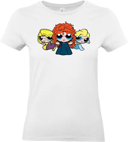 Powerpuff Prinzessinnen - PPG  Mashup - powerpuff girls t-shirt, prinzessin macht, cartoon kleidung, powerpuff girls, teetan, townsville helden, professor utonium, frauen empowerment, merida rapunzel, mashup kunst, girl power, ppg, prinzessin, powerpuff prinzessinnen, weibliche helden - Standard T-Shirt (Women)