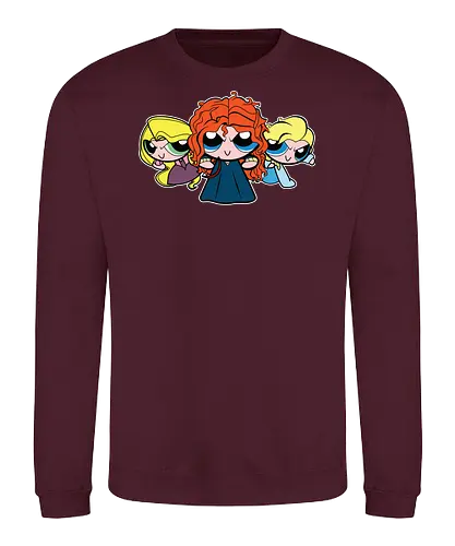 Powerpuff Prinzessinnen - PPG  Mashup - powerpuff girls t-shirt, prinzessin macht, cartoon kleidung, powerpuff girls, teetan, townsville helden, professor utonium, frauen empowerment, merida rapunzel, mashup kunst, girl power, ppg, prinzessin, powerpuff prinzessinnen, weibliche helden - Sweatshirt