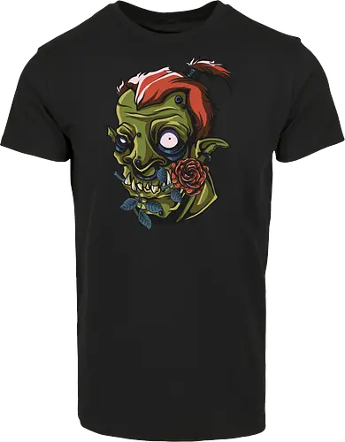 Zombie Skull with Rose – Dark Gothic Punk Horror Tattoo Style Art