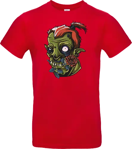 Zombie Skull with Rose – Dark Gothic Punk Horror Tattoo Style Art