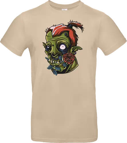 Zombie Skull with Rose – Dark Gothic Punk Horror Tattoo Style Art