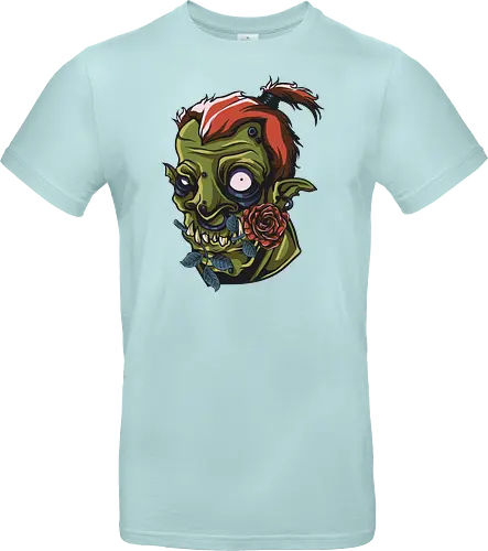 Zombie Skull with Rose – Dark Gothic Punk Horror Tattoo Style Art