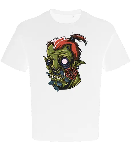 Zombie Skull with Rose – Dark Gothic Punk Horror Tattoo Style Art