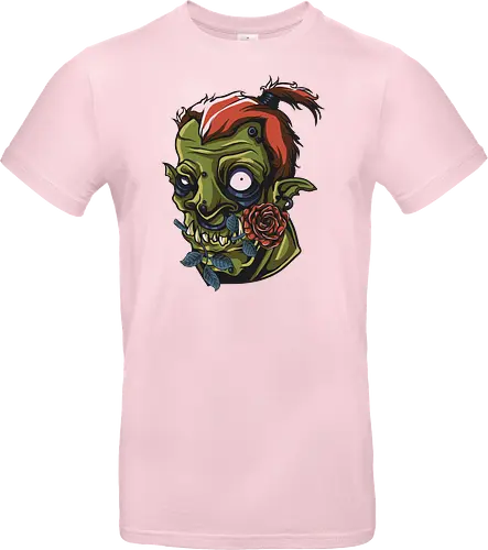 Zombie Skull with Rose – Dark Gothic Punk Horror Tattoo Style Art