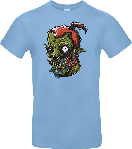 Zombie Skull with Rose – Dark Gothic Punk Horror Tattoo Style Art