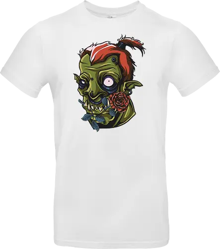 Zombie Skull with Rose – Dark Gothic Punk Horror Tattoo Style Art