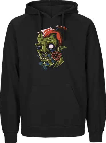 Zombie Skull with Rose – Dark Gothic Punk Horror Tattoo Style Art