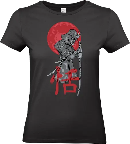 Japanese Ronin Samurai Warrior Red Sun - Japan, Katana, Bushido, Ronin, Japanese Art, Warrior, Ninja, Red Sun, Anime Style, Manga, Martial Arts, Tokyo, Asian Culture, History, Sword. - Standard T-Shirt (Women)