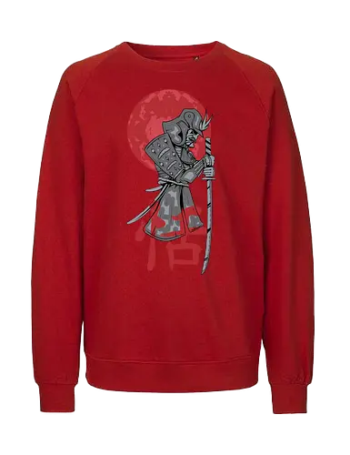 Japanese Ronin Samurai Warrior Red Sun - Japan, Katana, Bushido, Ronin, Japanese Art, Warrior, Ninja, Red Sun, Anime Style, Manga, Martial Arts, Tokyo, Asian Culture, History, Sword. - Fairtrade Sweatshirt