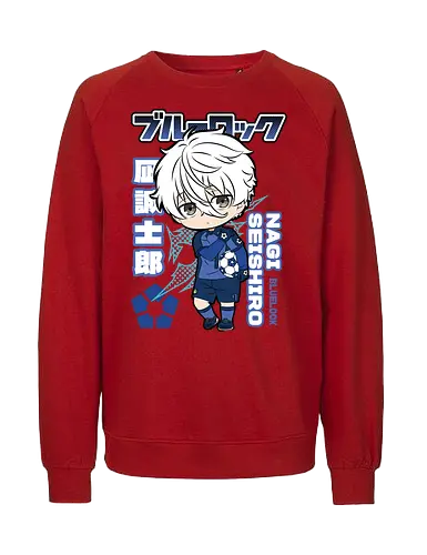 Nagi – Chibi Genius - blue lock, nagi seishiro, chibi anime, chibi nagi, cute anime boy, soccer anime, football anime, kawaii anime, sports manga, japanese anime, anime art, mini character, cute design, anime aesthetic, blue lock - Fairtrade Sweatshirt