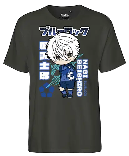 Nagi – Chibi Genius - blue lock, nagi seishiro, chibi anime, chibi nagi, cute anime boy, soccer anime, football anime, kawaii anime, sports manga, japanese anime, anime art, mini character, cute design, anime aesthetic, blue lock - Fairtrade T-Shirt