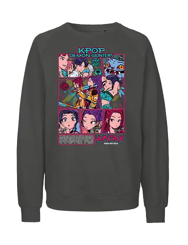 Huntrix – Elite Hunters - huntrix, hunter squad, anime hunters, monster hunting, action anime, dark fantasy, battle squad, anime team, manga style, japanese anime, anime art, elite fighters, hunter guild, combat anime, anime aesthetic - Fairtrade Sweatshirt