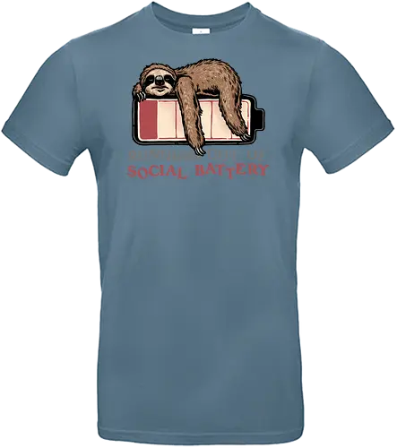 Running Out of Social Battery - Sloth, sloths, animal, cute, funny, humor, social, tired, battery - Standard T-Shirt