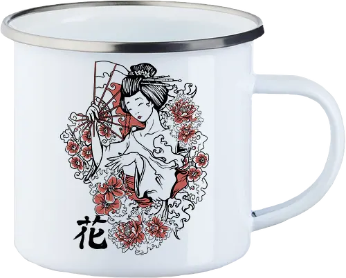 Minimalist Japanese Geisha Floral Silhouette